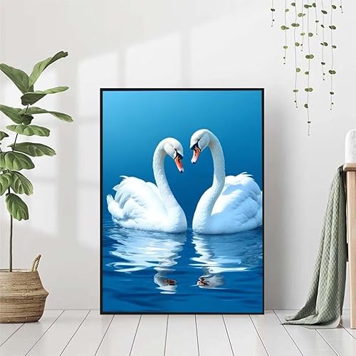 Diamond Painting Tier Diamant Painting Bilder Set, Diamond Painting Schwan Diamond Painting Erwachsene DIY Runde Strass Cross Stickerei Diamond-Painting Basteln Wandzimmer Deko Geschenk 80x110cm 7-H von BAIYAACO