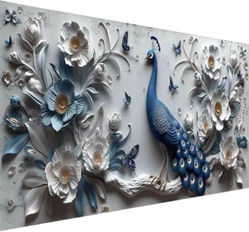 Diamond Painting Tier Diamond Painting Erwachsene Groß XXL 100x200cm Pfau Vollbohrer Diamanten Malerei Kristall Stickerei Bilder Bastelset für Kinder Anfänger, Zimmer Deko Wohnzimmer Geschenke -d76K von BAIYAACO