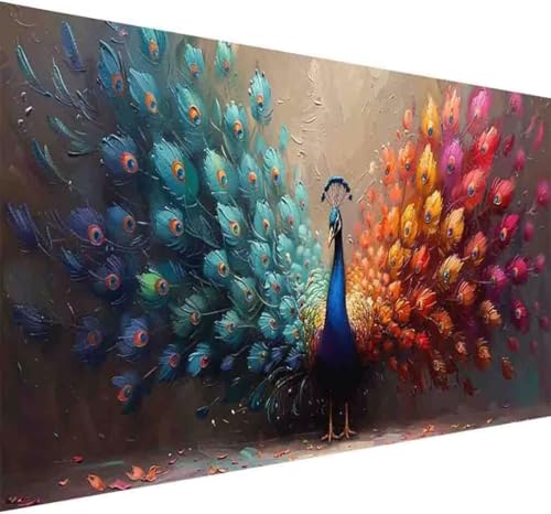 Diamond Painting Tier Diamond Painting Erwachsene Groß XXL 80x160cm Pfau Vollbohrer Diamanten Malerei Kristall Stickerei Bilder Bastelset für Kinder Anfänger, Zimmer Deko Wohnzimmer Geschenke -h27M von BAIYAACO