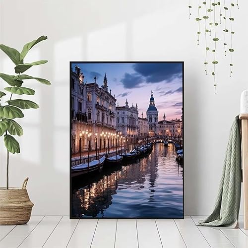 Diamond Painting Venedig Diamant Painting Bilder Set, 5D Diamond Painting Shuicheng Diamond Painting Erwachsene DIY Runde Strass Cross Stickerei Diamond-Painting Basteln, Wandzimmer Deko 60x80cm O-T von BAIYAACO