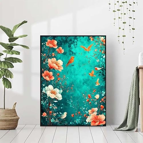 Diamond Painting Vogel Diamant Painting Bilder, Blume Diamond Painting Erwachsene Kinder DIY Runde Kristall Diamond Art Stickerei Painting Basteln Set, Wohnzimmer Schlafzimmer Wanddeko 80x100cm S-8 von BAIYAACO