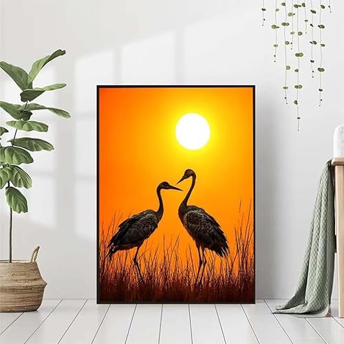 Diamond Painting Vogel Diamant Painting Bilder Erwachsene, Sonnenuntergang Diamond Painting Set, Diamond Painting Klein 80x110cm, DIY Runde Full Drill Cross Stickerei Basteln für Home Wall Decor 0-W von BAIYAACO