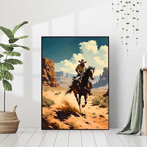 Diamond Painting WüSte Diamant Painting Bilder Set, Diamond Painting Western-Cowboy Diamond Painting Erwachsene DIY Runde Strass Cross Stickerei Diamond-Painting Basteln Wandzimmer Deko 80x110cm 4-9 von BAIYAACO