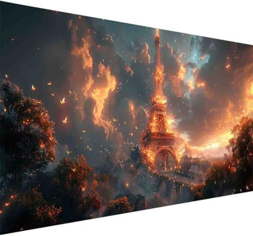 Eiffelturm Diamond Painting Erwachsene, Diamond Painting Landschaft Diamant Malerei Set für Anfänger DIY 5D Vollbohrer Kristall Stickerei Bilder Bastelset für Home Wand Dekor Geschenke 80x160cm -d28S von BAIYAACO