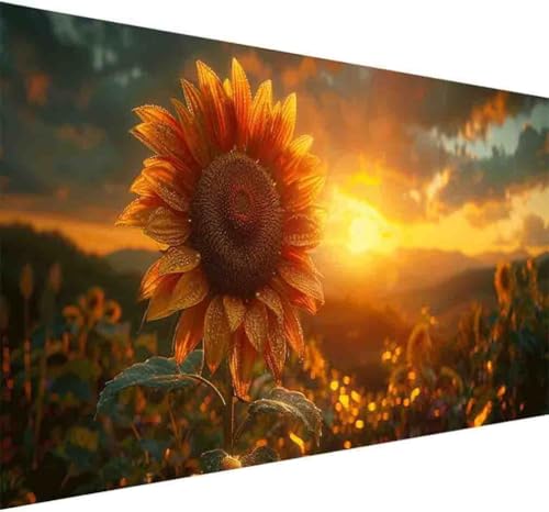 Landschaft Diamond Painting Erwachsene, Diamond Painting Sonnenblume Diamant Malerei Set für Kinder DIY 5D Vollbohrer Kristall Stickerei Bilder Bastelset für Home Wand Dekor Geschenke 80x160cm -d857 von BAIYAACO