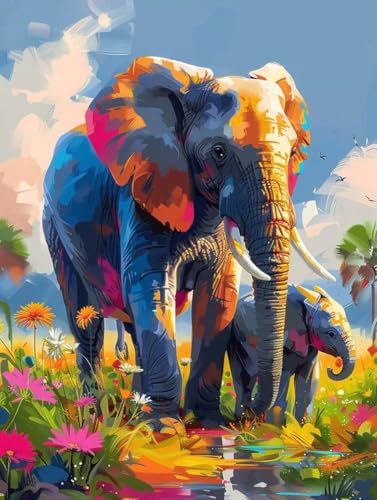 Malen Nach Zahlen Erwachsene mit Rahmen Elefant Malen Nach Zahlen Tier Paint by Numbers Farbige Leinwand mit Pinselset Acrylfarben Kreativ Set für Erwachsene, Zimmer Deko Geschenke 70x95cm -a154 Malen Nach Zahlen Erwachsene mit Rahmen Elefant Malen Nach Zahlen Tier Paint by Numbers Farbige Leinwand mit Pinselset Acrylfarben Kreativ Set für Erwachsene, Zimmer Deko Geschenke 70x95cm -a154 von BAIYAACO
