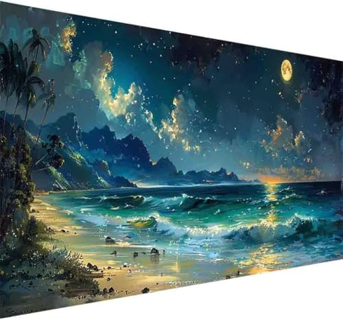 Ozean Diamond Painting Erwachsene, Diamond Painting Strand Diamant Malerei Set für Kinder Anfänger DIY 5D Vollbohrer Kristall Stickerei Bilder Bastelset für Home Wand Dekor Geschenke 80x160cm -l66A von BAIYAACO