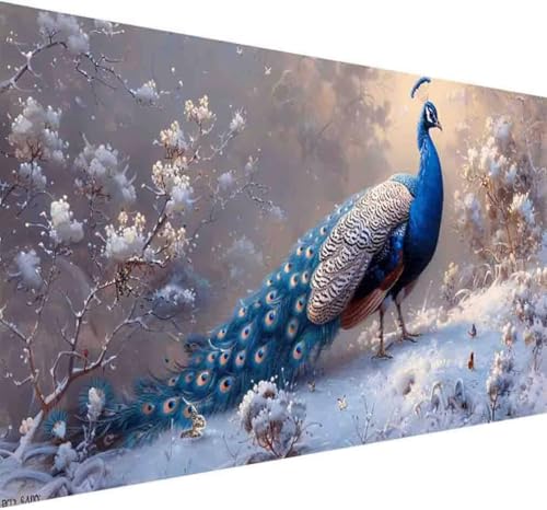 Pfau Diamond Painting Erwachsene, Diamond Painting Landschaft Diamant Malerei Set für Kinder Anfänger DIY 5D Vollbohrer Kristall Stickerei Bilder Bastelset für Home Wand Dekor Geschenke 30x60cm -d33T von BAIYAACO