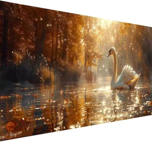 Schwan Diamond Painting Erwachsene, Diamond Painting Tier Diamant Malerei Set für Kinder DIY 5D Vollbohrer Kristall Stickerei Bilder Bastelset mit Vollständigem Zubehörm Home Wand Dekor 60x120cm -d53M von BAIYAACO