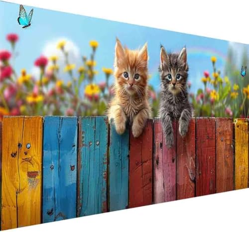 Tier Diamond Painting Erwachsene, Diamond Painting Katze Diamant Malerei Set für Kinder DIY 5D Vollbohrer Kristall Stickerei Bilder Bastelset mit Vollständigem Zubehörm Home Wand Dekor 60x120cm -l615 von BAIYAACO