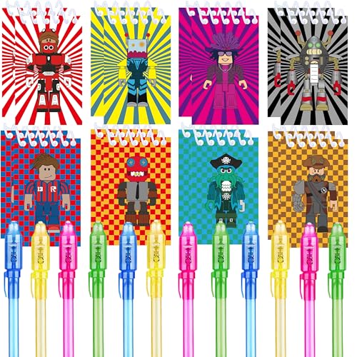 24-teilige Robot Blocks Party Geschenke, 12 UV unsichtbar und 12 Robot Blocks Notizbuch, Robot Blocks Geburtstag Geschenke für Kinder von BAJEKO