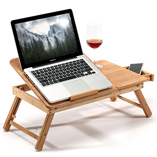 BAKAJI Laptoptisch Notebooktisch Betttisch Lapdesks für Lesen oder Frühstücks und Zeichentisch Laptops höhenverstellbar Faltbare 55 x 35 x 29 cm von BAKAJI