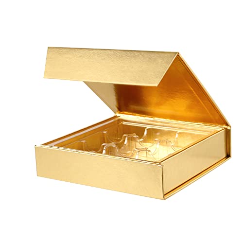 BAKIPACK 6 Trüffelboxen, Pralinenschachteln, Goldtrüffel-Geschenkboxen Verpackung mit 9-teiligem Kunststofftablett, Magnetverschluss-Deckel, 14 x 14 x 3 cm von BAKIPACK