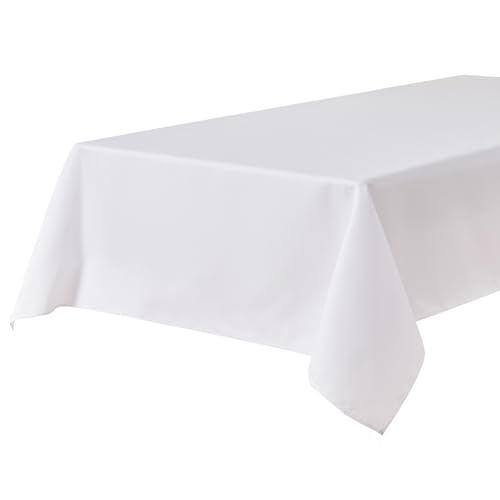 BALCONY & FALCON Rechteckige Tischdecke wasserdichte und schmutzabweisende Oxford-Tischdecke Maschinenwaschbare Tischdecke für Hochzeiten Feiertage Restaurants Partys und Gärten Weiß 140 x 180 cm von BALCONY & FALCON