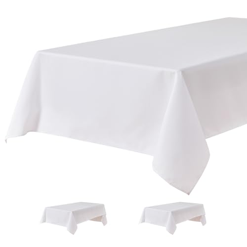 BALCONY & FALCON Rechteckige Tischdecke wasserdichte und schmutzabweisende Oxford-Tischdecke Maschinenwaschbare Tischdecke für Hochzeiten Feiertage Restaurants Partys und Gärten Weiß 140 x 180 cm von BALCONY & FALCON