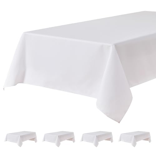 BALCONY & FALCON Rechteckige Tischdecke wasserdichte und schmutzabweisende Oxford-Tischdecke Maschinenwaschbare Tischdecke für Hochzeiten Feiertage Restaurants Partys und Gärten Weiß 140 x 240 cm von BALCONY & FALCON