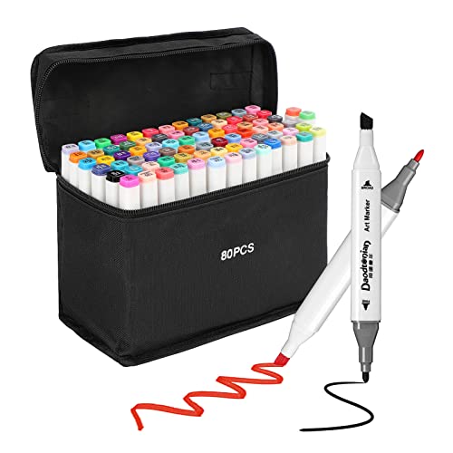 BALLSHOP Marker Stifte Set 80 Farbige Twin Marker Graffiti Stifte Graffiti Pen Set Graphic Marker für Anfänger Studenten Manga Kunstler Skizzieren Zeichnen Ausmalen (Weiß) von BALLSHOP