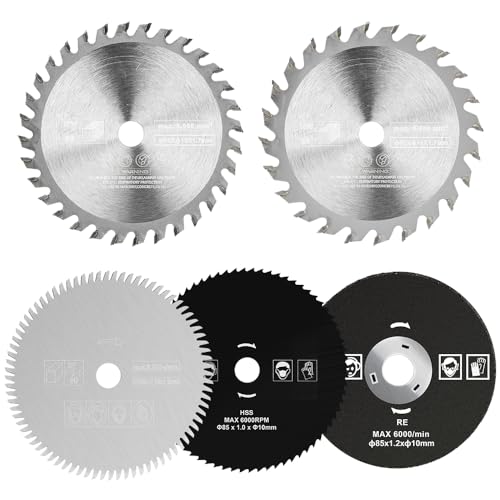 5 Stück Hartmetall Kreissägeblätter 85mm Innendurchmesser 10mm, HSS/TCT/Metal/Diamant Sägeblatt 24/36/72/80 Zähne für Holz/Metall/Kunststoff von BALUGAEA