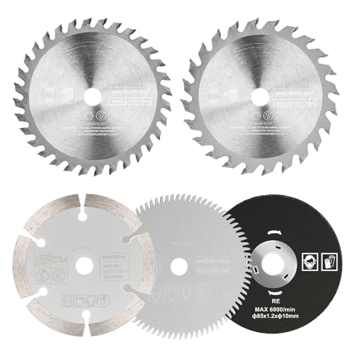 5 Stück Hartmetall Kreissägeblätter 85mm Innendurchmesser 10mm, HSS/TCT/Metal/Diamant Sägeblatt 24/36/80 Zähne für Holz/Metall/Kunststoff von BALUGAEA