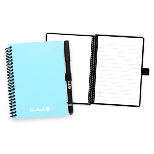 BAMBOOK Colourful Notizbuch - Blau - A6 - Blanko & Liniert - Wiederverwendbares Notizbuch, Notizblock, Reusable Notebook, Löschbares Whiteboard-Notizbuch von BAMBOOK