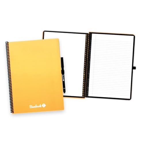 BAMBOOK Colourful Notizbuch - Gelb - A4 - Blanko & Liniert - Wiederverwendbares Notizbuch, Notizblock, Reusable Notebook, Löschbares Whiteboard-Notizbuch von BAMBOOK