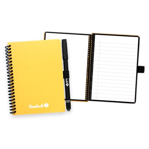 BAMBOOK Colourful Notizbuch - Gelb - A6 - Blanko & Liniert - Wiederverwendbares Notizbuch, Notizblock, Reusable Notebook, Löschbares Whiteboard-Notizbuch von BAMBOOK