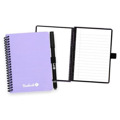 BAMBOOK Colourful Notizbuch - Lila - A6 - Blanko & Liniert - Wiederverwendbares Notizbuch, Notizblock, Reusable Notebook, Löschbares Whiteboard-Notizbuch von BAMBOOK