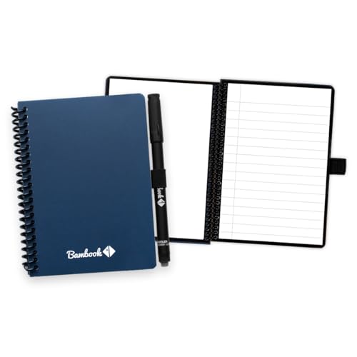 BAMBOOK Colourful Notizbuch - Navy - A6 - Blanko & Liniert - Wiederverwendbares Notizbuch, Notizblock, Reusable Notebook, Löschbares Whiteboard-Notizbuch von BAMBOOK