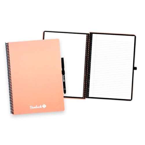 BAMBOOK Colourful Notizbuch - Rosa - A4 - Blanko & Liniert - Wiederverwendbares Notizbuch, Notizblock, Reusable Notebook, Löschbares Whiteboard-Notizbuch von BAMBOOK