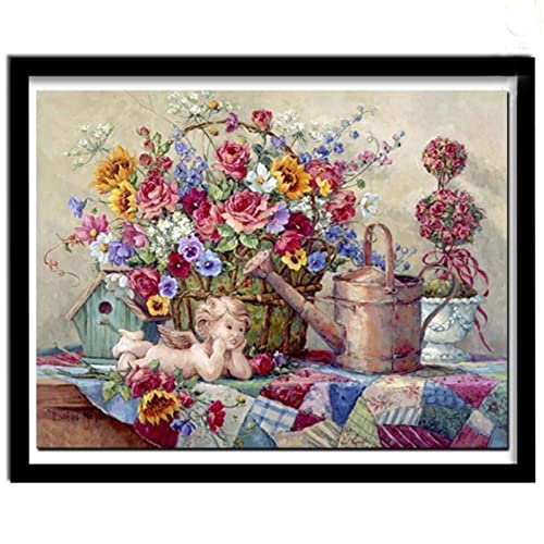 5D Diamant Painting Bilder Groß, Vase Werkzeug Blumen 60x90cm DIY Diamond Painting Set Strass Stickerei Diamant Malerei Kunsthandwerk Voller Diamant Kreuzstich Mosaik Gemälde Wall Dekor von BAMZOK