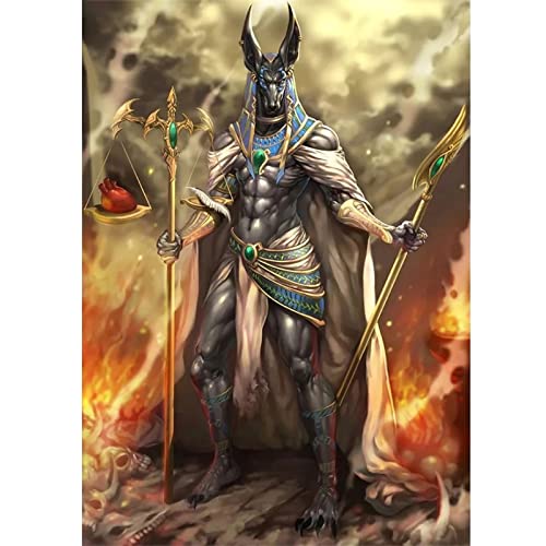 DIY 5D Diamant Malerei Vollbohrer Kit, Ägyptischer Anubis Gott 5D Diamond Painting Set,Malen nach Zahlen Diamant,Diamond Painting Bilder für Erwachsene Kinder,Handarbeit Basteln Wand Decor 25x30cm von BAMZOK