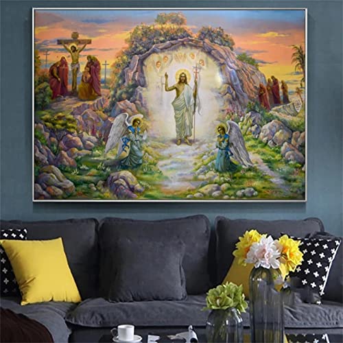 DIY 5D Diamant Malerei Vollbohrer Kit, Auferstehung Jesus Religion 25x30cm 5D Diamond Painting Set,Malen nach Zahlen Diamant,Diamond Painting Bilder für Erwachsene Kinder,Handarbeit Basteln Wand Decor von BAMZOK