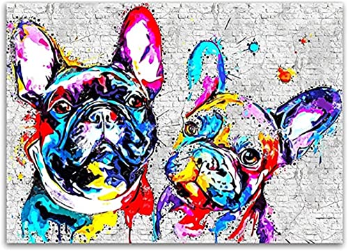 Diamond Painting Set Full Graffiti-Französische Bulldogge DIY Diamant Malerei Bilder,5D Diamant Gemälde Stickerei Kreuzstich-Set,Diamant malerei Kits Malen Nach Zahlen für Home Wall Decor 30x40cm von BAMZOK