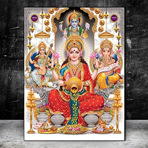 Diamond Painting Set Full Indien Gold Ganesha Tempel DIY Diamant Malerei Bilder,5D Diamant Gemälde Strass Stickerei Kreuzstich Set,Diamant malerei Kits Malen Nach Zahlen für Home Wall Decor 30x40cm von BAMZOK