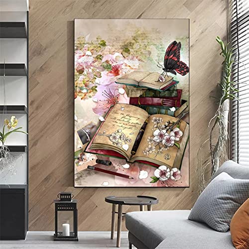 Diamond Painting Set Full Retro Schmetterlings Blume DIY Diamant Malerei Bilder,5D Diamant Gemälde Strass Stickerei Kreuzstich Set,Diamant malerei Kits Malen Nach Zahlen für Home Wall Decor 60x80cm von BAMZOK