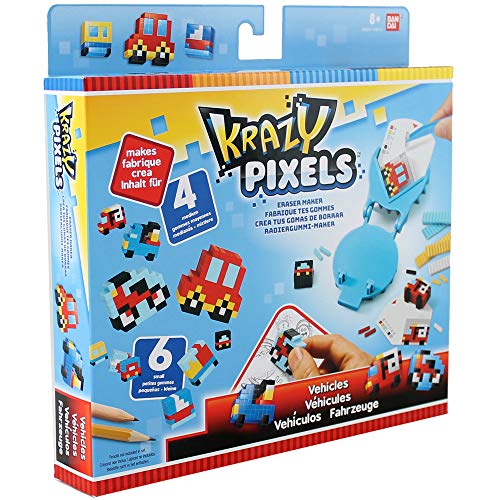 BANDAI Pretty Pixels – Krazy Pixels – Radiergummi-Fabrik – Starter-Set – Thema Fahrzeuge – Basteln von BANDAI