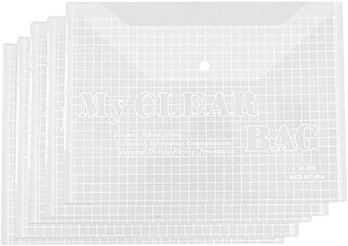 BANGSUN 12 x A4 Kunststoff-Hüllen mit Druckknopfverschluss, Dokumentenmappen, Gitter-Aufbewahrungstaschen, transparent, weiß für Zuhause, Büro, Schule, Reisen, Outdoor von BANGSUN