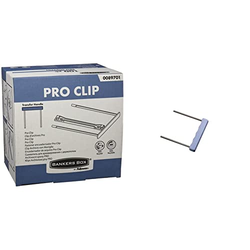 Bankers Box Abheftbügel ProClip, Archivclip mit 100 mm Armlänge und Deckleiste, weiß, Packung mit 100 Stück & Leitz Umfüller für Ordner, Kunststoff-Griff mit zwei Metallröhrchen, 60790000 von BANKERS BOX