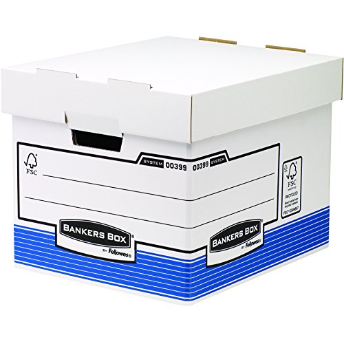 Bankers Box Archivbox Heavy Duty Box mit FastFold System, FSC, 10er-Packung, weiß/blau von BANKERS BOX