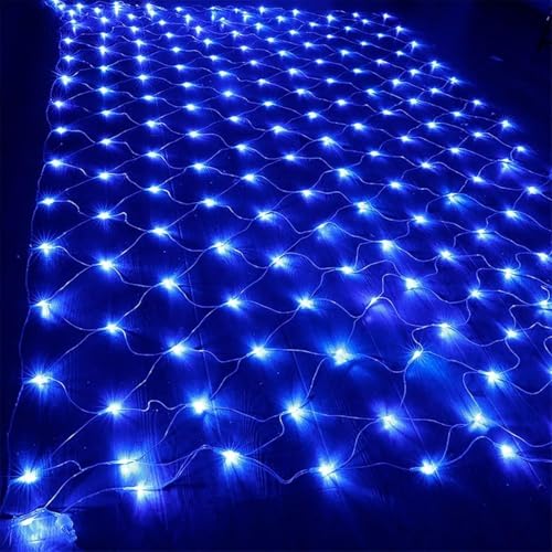 Außennetzlichter, LED-Gartennetzlichter, Wasserdichte Netzlichterketten Mit 8 Modi, Anschließbare Lichterketten, Netzlichter For Halloween, Weihnachten, Weihnachtsbäume, Hochzeit(Blue,3m x 2m 320led) von BANTASE