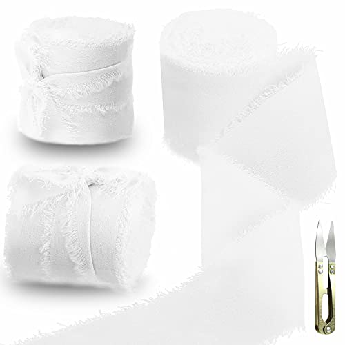 Geschenkband Schleifenband Chiffonband Seidenband mit Fransen Chiffon Bänder Handgemachtes Ausgefranstes für Geschenkverpackung Hochzeit Blumenstrauß Dekoration von BANTI