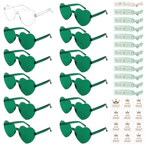 Herz Sonnenbrille JGA Accessoires Frauen 36 Stück Bride to Be Herz Partybrillen Set 12 JGA Party Brille + 12 Team Braut Armbänder + 12 Team Bride Tattoos Jungesellinnenabschied Frau Accessoires Deko von BANTI