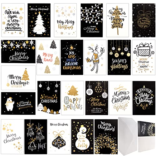 Weihnachtskarten mit Umschlägen Set Doppelkarten Klappkarten Grußkarten Blanko mit Briefumschlag Frohe Weihnachten Karte Postkarte Weihnachtspostkarten Christmas Card 24 Stück von BANTI