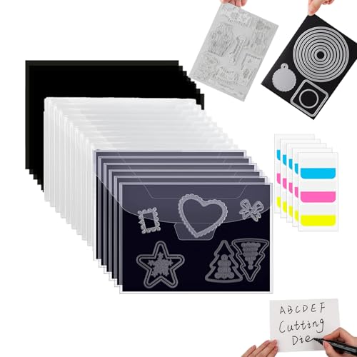 100 Stück/Set, 40 magnetische Blätter für Stanzschablonen, Stempel und 40 Stanztaschen, gestanzte Aufbewahrung, multifunktionales magnetisches Aufbewahrungskarten-Set mit 20 Etikettenaufklebern, von BAOFALI