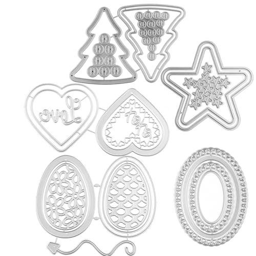 5 Set Love Resurrect Egg Oval Stars Weihnachtsbaum Stanzformen für Papierbasteln Kunst Metall Stanzformen für DIY Scrapbooking Papier Karte Schablone Stanzformen Handgemachte Handwerk Scrapbook von BAOFALI