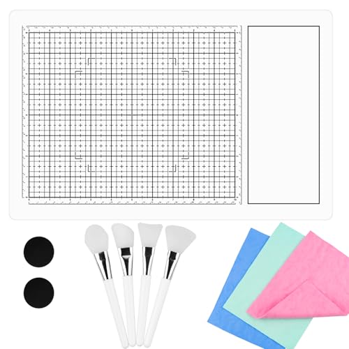 9-teiliges magnetisches Glas-Bastelmatten-Set; 40 x 26 cm hitzebeständige Glas-Medien-Schneidematte mit Magneten, Rasterlinien und Messungen; zum Schneiden, Stempeln, gemischte Medien, Wärmeprägen und 9-teiliges magnetisches Glas-Bastelmatten-Set; 40 x 26 cm hitzebeständige Glas-Medien-Schneidematte mit Magneten, Rasterlinien und Messungen; zum Schneiden, Stempeln, gemischte Medien, Wärmeprägen und von BAOFALI