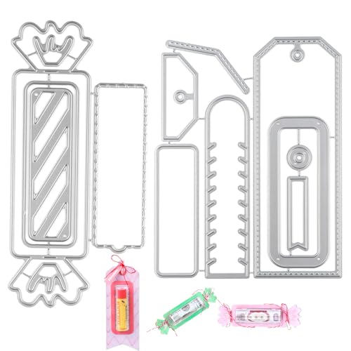 BAOFALI 1 Set Anhänger und 1 Set Süßigkeiten-Stanzformen, rechteckig, Geschenkkarte, Umschlag, Stanzformen-Set, Etikettenanhänger für Scrapbooking, DIY-Karten, Alben, Bastelbedarf (Etikett: 11,7 x von BAOFALI