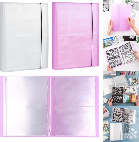 BAOFALI 2 Set/20 Seiten, 80 Taschen, großes transparentes Aufkleber-Foto-Aufbewahrungsalbum; Aufbewahrungsbuch, Organizer für Postkarten, Aufkleber, Fotos, transparente Stempel und Stanzformen, 44,5 x von BAOFALI