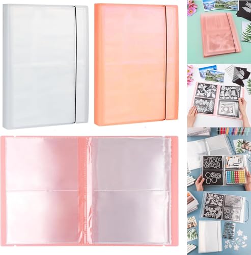 BAOFALI 2 Set/20 Seiten, 80 Taschen, großes transparentes Aufkleber-Foto-Aufbewahrungsalbum; Aufbewahrungsbuch, Organizer für Postkarten, Aufkleber, Fotos, transparente Stempel und Stanzformen, 44,5 x von BAOFALI