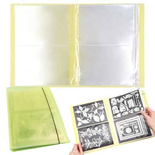 BAOFALI 20 Seiten, 80 Taschen/1 Set großes, transparentes Aufkleber-Foto-Aufbewahrungsalbum; Aufbewahrungsbuch-Organizer für Postkarten, Aufkleber, Fotos, transparente Stempel und Stanzformen, 44,5 x von BAOFALI